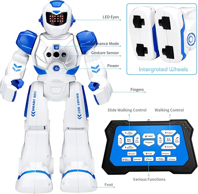 KingsDragon Robots Toy for Kids, RC Robot Gesture Sensing Toy | Interactive Walking Singing Dancing Robot Birthday Presents for Boys Girls Age 6 7 8 9 10 11 12 Years Old - Image 5