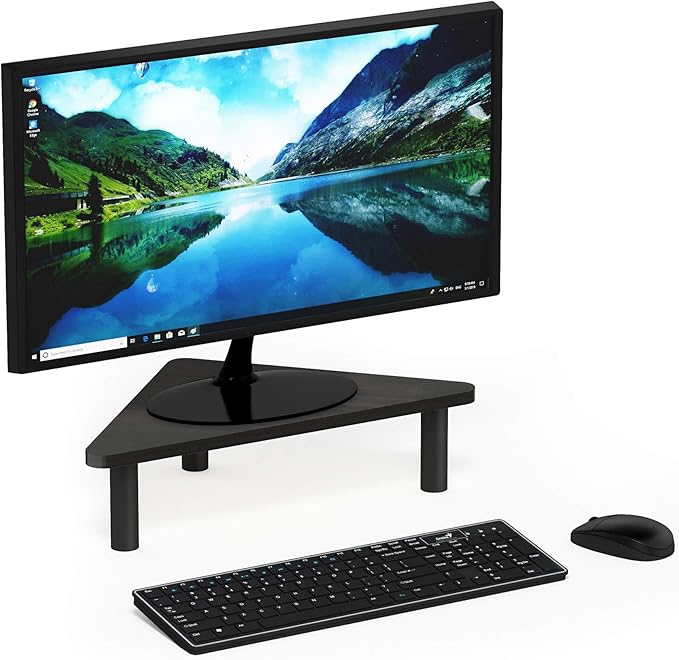 Furinno Turn-N-Tube Monitor Stand Riser, 19.6" Wide Triangle Corner Monitor Riser, Laptop Stand for Desk, Office Desk Accessories, Desktop Organizers and Accessories, Toolless Assembly, Espresso by Furinno-FitsYourSpaceFitsYourBudget