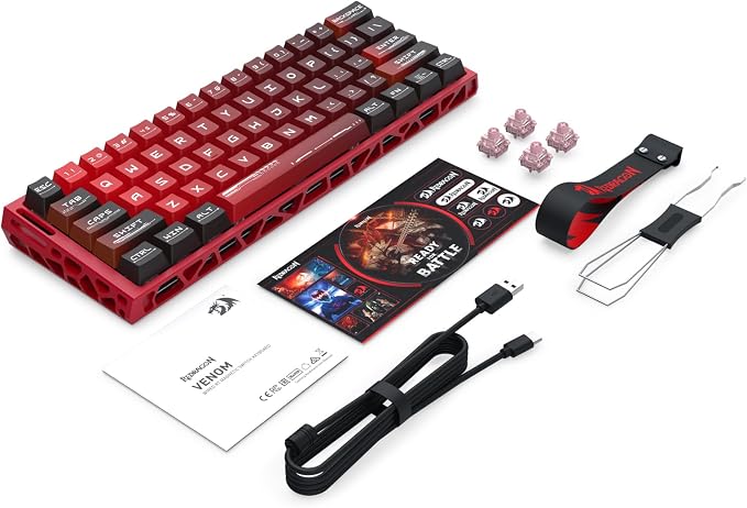 Redragon K753 HE Rapid Trigger Gaming Keyboard, 60% 61 Keys Wired Mechanical Keyboard w/Hype-Red Hollowed-Out Aluminum Base, Next-Gen UltraMag 100% POM Silky Rappid Trigger Magnetic Switch - Image 9