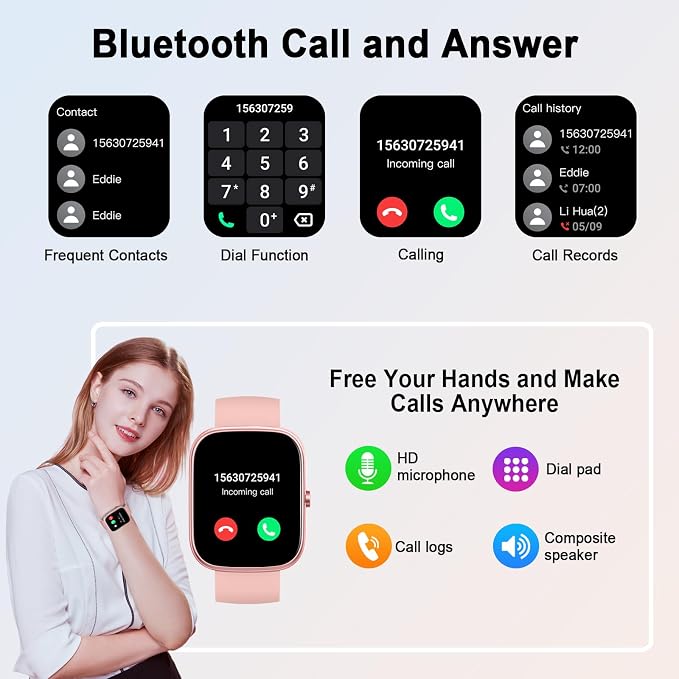 Smart Watch for Women (Answer/Make Call), 1.91"HD Smartwatch with Heart Rate/Sleep Monitor/Pedometer/Calories, 2026 Fitness Watch 110+ Sport Modes IP68 Waterproof Activity Tracker for Android iOS Pink - Image 6