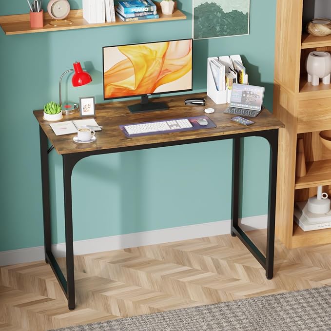 PayLessHere 32/39/47 inch Computer Desk Study Writing Table, Adjustable feet, Modern Furniture for Home Office (1, Vintage, 39 inch) - Image 2