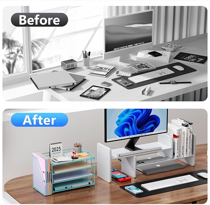 gianotter 4-Tier Paper Organizer With Magazine Holder | Desk Organizers and Accessories, File Organizer for Office Supplies Storag (Blue, 4-Tier) - Image 3