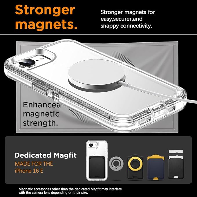 AICase for iPhone 17e Case/iPhone 16e Case Clear Support MagSafe 3 in 1 Heavy Duty Drop Protection Full Body Rugged Shockproof/Dust Proof 3-Layer Military Protective Tough Durable for 17e/16e 6.1"_1 - Image 6