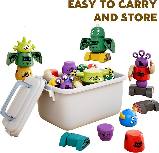 TEMI Magnet Robot Toy for Kids 3-5 Years Old | Monster Magnet Toys Stacking Transform Toys with Storage Box, Set for 3 4 5 6 7 Years Old Boys, Christmas and Birthday Gifts - Image 5