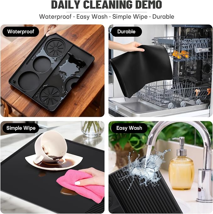 Silicone Coffee Mat Compatible with Ninja Luxe Espresso Coffee Machine ES601/ES701 & Most Home Espresso Machines - 23"x15" Anti-Slip Heat-Resistant - Maker Bar | Tamping Mat (2-in-1) - Image 5