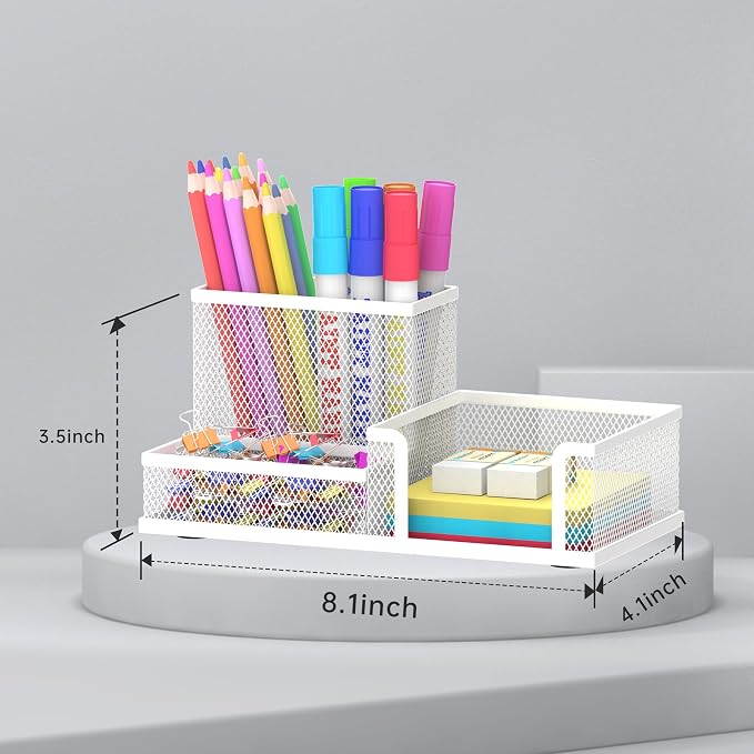 SUPEASY Pen Holder Desk Organizer, Office Supplies Pencil Holder with 3 Compartments, Desk Accessories and Workspace Organizers for Home School Classroom, White - Image 5