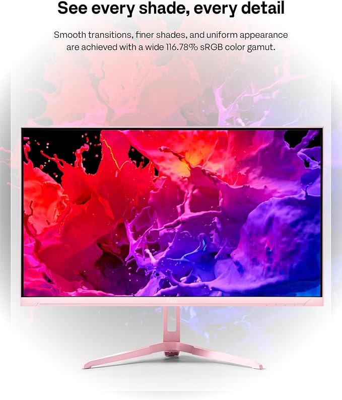 Pixio PX249 Wave Pink 24 inch 240Hz Refresh Rate FHD 1080p Resolution Fast IPS Panel 1ms GTG Response Time Built-in Speakers Gaming Monitor with Adaptive Sync - Image 6