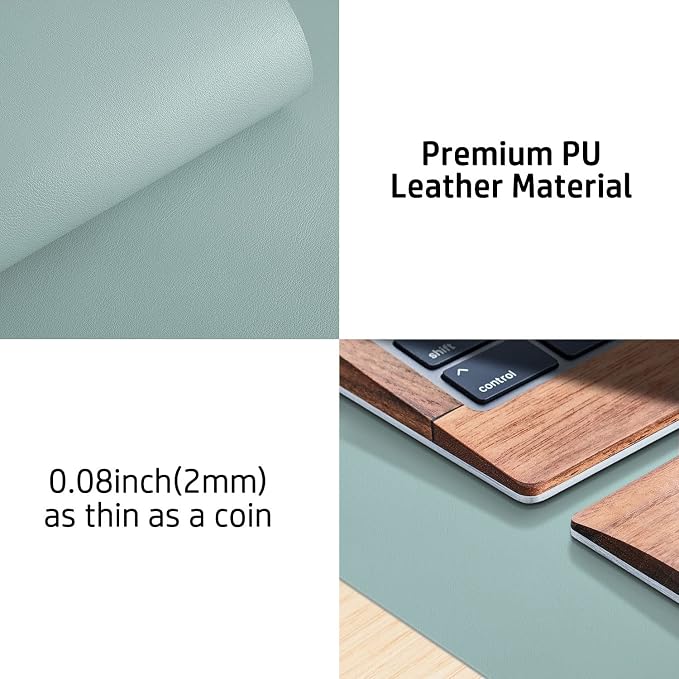 Aothia Leather Desk Pad Protector, Mouse Pad, Office Desk Mat, Non-Slip PU Leather Desk Blotter, Laptop Desk Pad, Waterproof Desk Writing Pad for Office and Home (48"x17", Light Blue) - Image 7