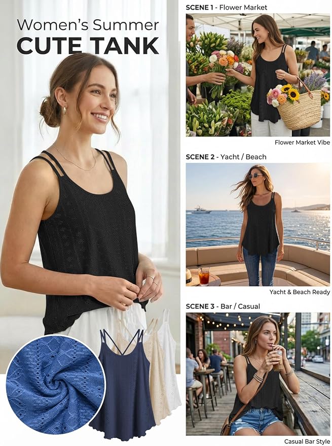 ATHMILE Women's Tank Tops Sleeveless Summer Top Spaghetti Strap Spring Shirt Loose Fit Beach Vacation 2026 Casual - Image 4