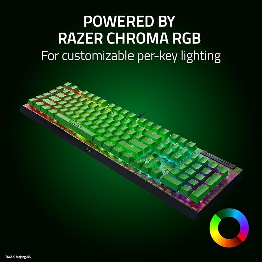 Razer BlackWidow V4 X Mechanical Gaming Keyboard, Minecraft Edition | Green Switches Tactile & Clicky, 6 Macro Keys, Chroma RGB, Doubleshot ABS Keycaps, Sound Dampening & Stabilizers - Image 6