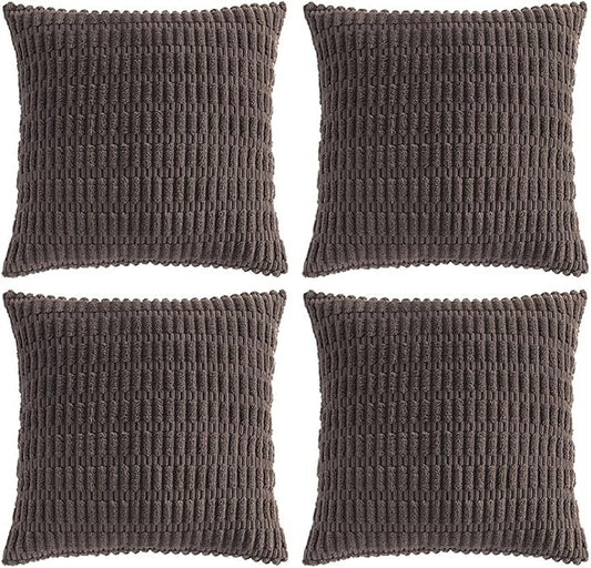 Fancy Homi 4 Packs Decorative Throw Pillow Covers for Living Room Couch Bed, Modern Farmhouse Boho Home Décor Accent Cushion Case, 12" x 12", Dark Brown by Fancy+Homi