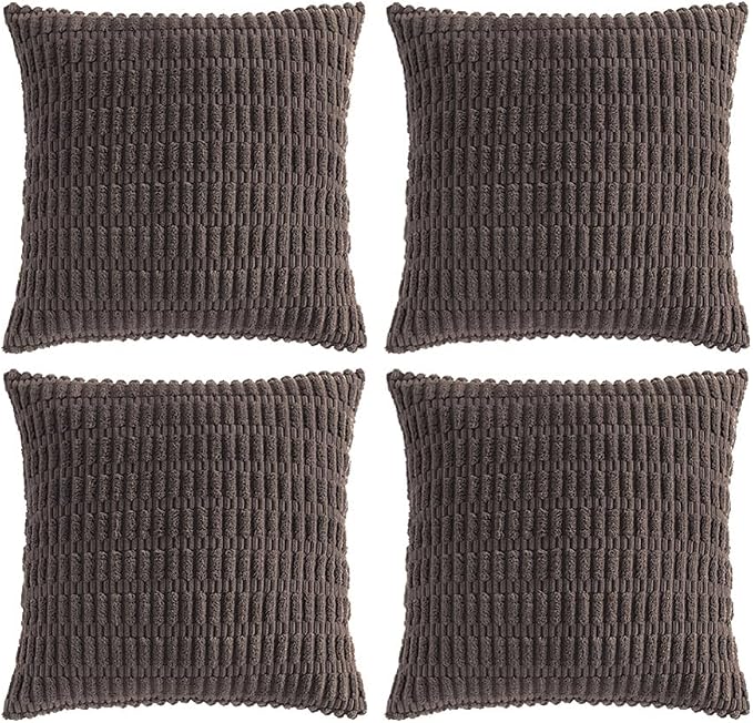 Fancy Homi 4 Packs Decorative Throw Pillow Covers for Living Room Couch Bed, Modern Farmhouse Boho Home Décor Accent Cushion Case, 16" x 16", Dark Brown by Fancy+Homi