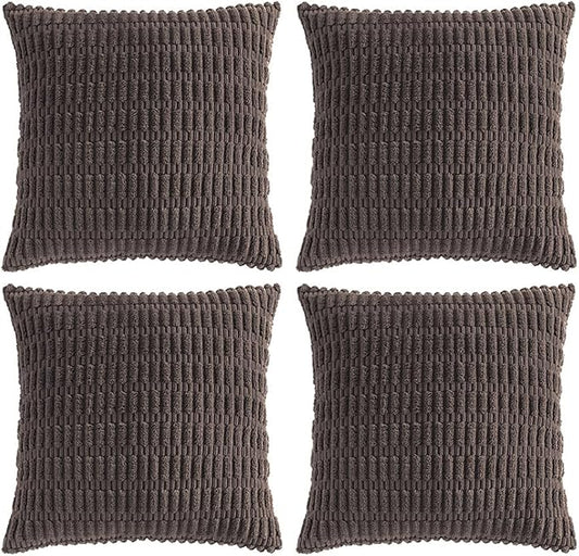 Fancy Homi 4 Packs Decorative Throw Pillow Covers for Living Room Couch Bed, Modern Farmhouse Boho Home Décor Accent Cushion Case, 16" x 16", Dark Brown by Fancy+Homi