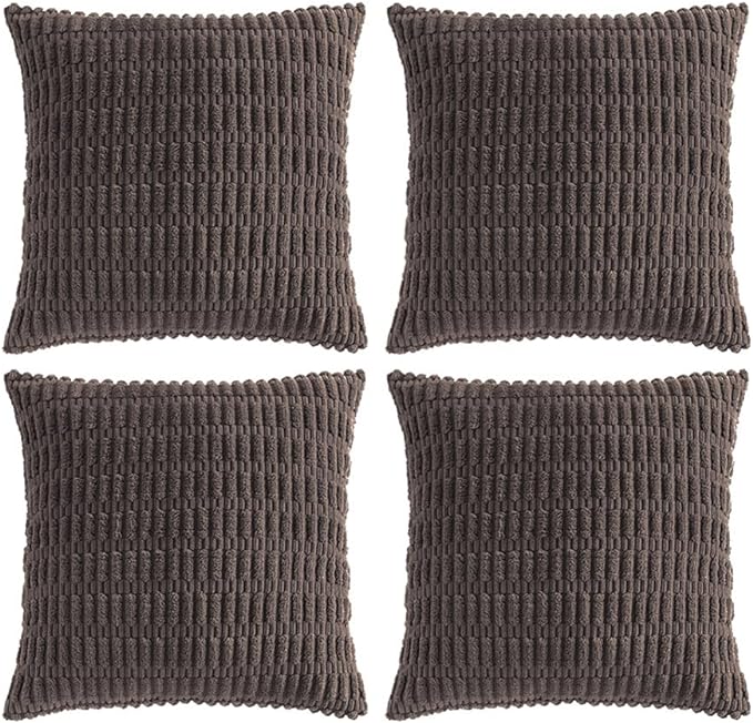 Fancy Homi 4 Packs Decorative Throw Pillow Covers for Living Room Couch Bed, Modern Farmhouse Boho Home Décor Accent Cushion Case, 22" x 22", Dark Brown by Fancy+Homi