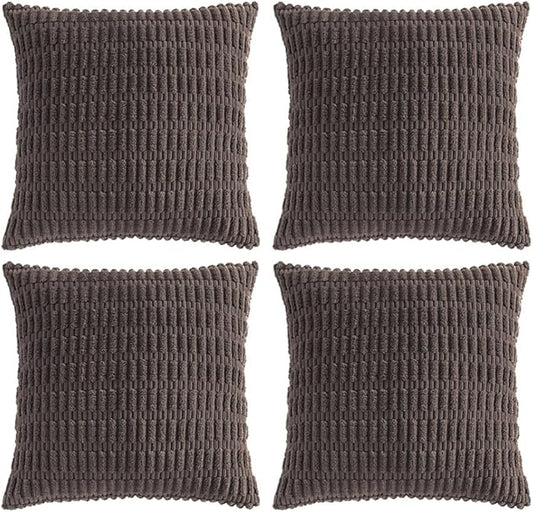 Fancy Homi 4 Packs Decorative Throw Pillow Covers for Living Room Couch Bed, Modern Farmhouse Boho Home Décor Accent Cushion Case, 26" x 26", Dark Brown by Fancy+Homi