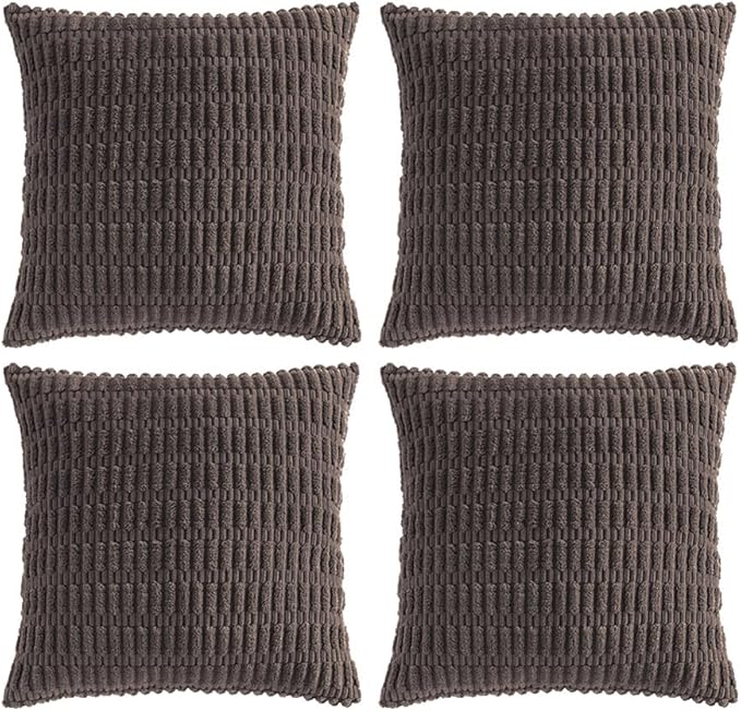 Fancy Homi 4 Packs Decorative Throw Pillow Covers for Living Room Couch Bed, Modern Farmhouse Boho Home Décor Accent Cushion Case, 24" x 24", Dark Brown by Fancy+Homi