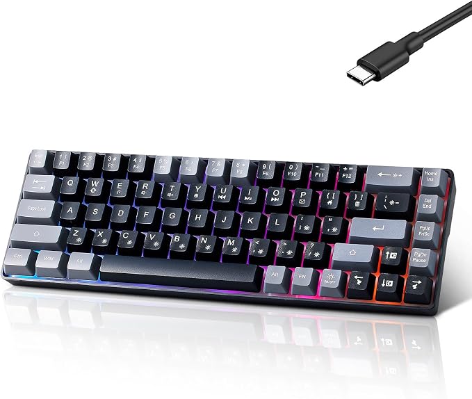 Guiheng Wired Portable 60% Mechanical Feeling Gaming Keyboard,RGB LED Backlit Compact 68 Keys Mini Wired Office Keyboard for Windows Laptop PC Mac Gamer, Typist, Travel on Business Trip Black–Grey - Image 9