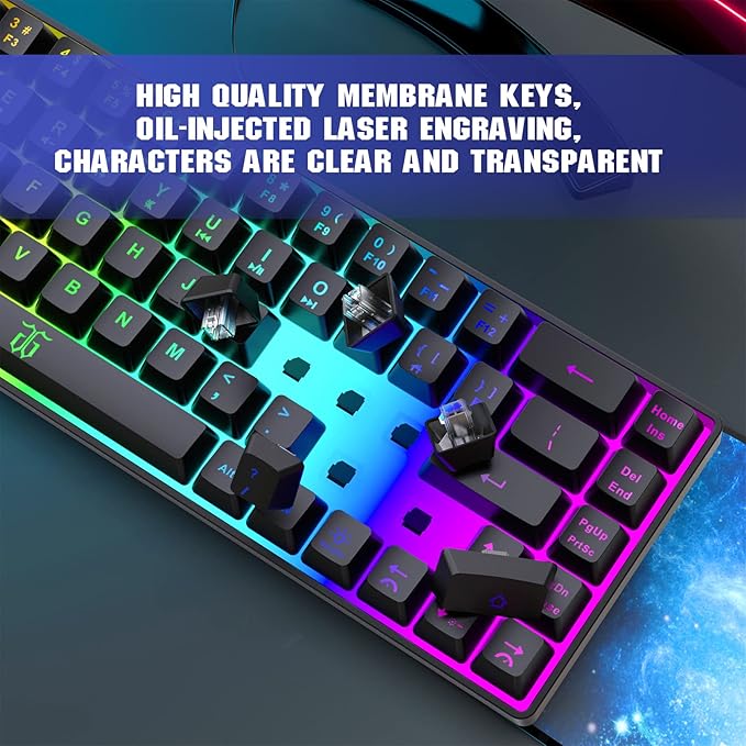 Snpurdiri 60% Wired Gaming Keyboard, 68 Keys, Black | Rainbow Backlit Mini Membrane Gaming Keyboard for Windows PC Gamers - Image 3