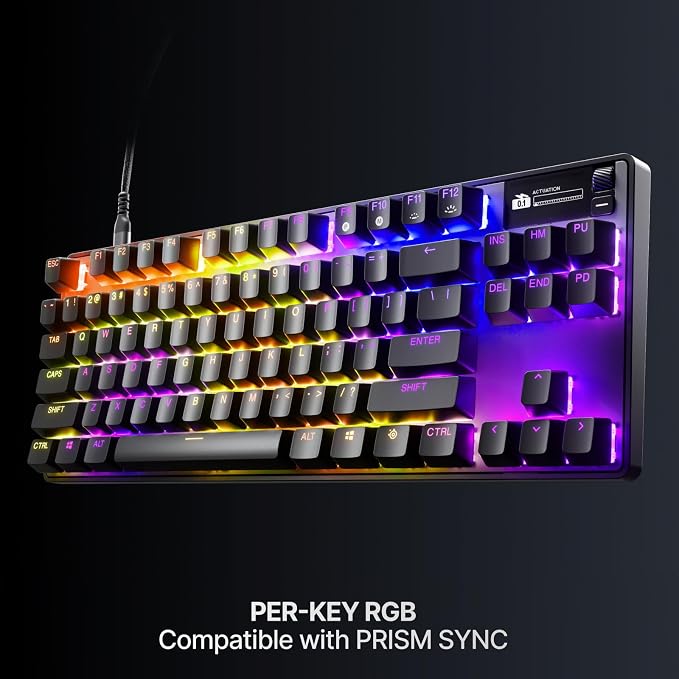 SteelSeries Apex Pro TKL Gen 3 Gaming Keyboard - OmniPoint 3.0 Analog Magnetic Switches, Quickset Auto-Presets (Rapid Trigger, Rapid Tap/SOCD, Protection Mode), OLED, RGB, PBT Keycaps, USB-C, Black - Image 10