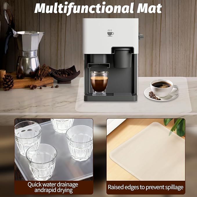 Clear Coffee Mat, 19.7"x15" Coffee Mat, Espresso Maker and Kitchen Counter, Bar Accessories for Countertop, Dish Drying Mat, Anti-Slip, Anti-Vibration Pad for Espresso Machine - Image 5