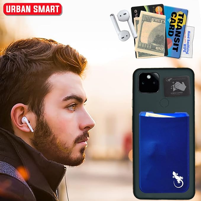 Phone Wallet - Adhesive Card Holder - Cell Phone Pouch - Stick on Lycra Pocket by Gecko - Carry Credit Cards and Cash - Image 9