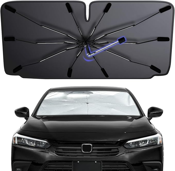 2026 Windshield Sun Shade Umbrella, Foldable Car Sunshade for Mid-Size Sedan, 360 Rotating Automotive Interior Sun Protection for 99% Heat UV Blocking, Auto Heat Shield Accessories(Medium) by MakeLifeBetter