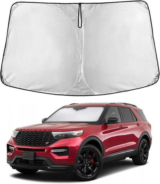 EcoNour Windshield Sunshade Compatible for Ford Explorer 2020-2024 2025 2026, Sun Visor for Front Windshield & Window Sun Shade Cover, UV Heat Blocker & Protector, Car Accessories by EcoNour