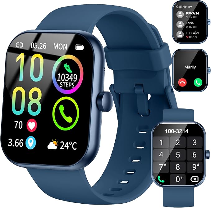 Smart Watch for Men Women (Answer/Make Call), 1.96"HD Smartwatch with Heart Rate/Sleep Monitor/Pedometer, 113+ Sports Modes, New Fitness Watch IP68 Waterproof, Activity Tracker for Android iOS-Blue by Jugeman