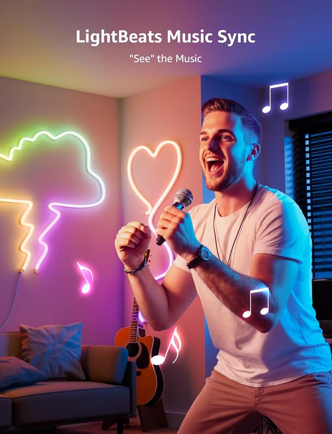 Lepro N1 AI Smart RGB Rope Lights for Christmas, Personalized AI Lighting Designer, LightBeats Music Sync, Color Segment DIY, Voice Control Via App, 32.8ft Wi-Fi & Bluetooth LED Strip Lights - Image 8