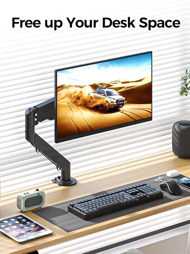 Bracwiser Monitor Mount 17-35 Inch Adjustable Gas Spring Desk Mount Stand Hold up to 24.25lbs with Clamp/Grommet Mounting Base (MD82) - Image 2