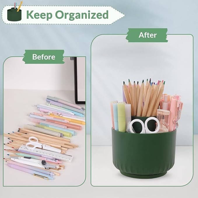 SKYDUE 360 Degree Rotating Desk Organizer, Dual-Purpose Pencil Pen Holder for Desk, Rotating Pencil Cup with Stickers, Office Supplies, Desk Decor for Office, School, Home - Image 7