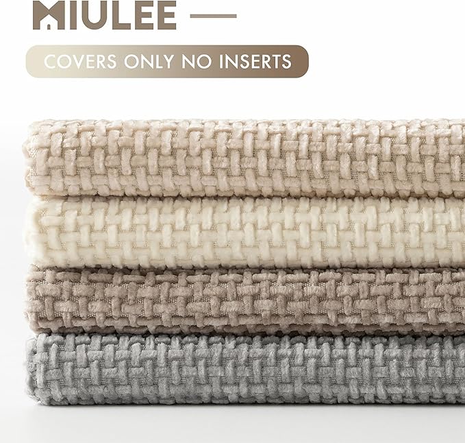 MIULEE Pack of 4 Couch Throw Pillow Covers 20x20 Inch Neutral Beige/Brown Soft Decorative Chenille Pillow Covers Farmhouse Accent Cushion Covers for Boho Spring Home Decor Sofa Bedroom Living Room - Image 6