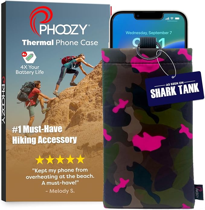 PHOOZY Apollo II Thermal Phone Case with NASA-Derived Technology - Extends Battery Life 4X in Hot or Cold Weather - Military Grade 8-Foot Drop Protection Insulated Pouch - Large Pink Camo by PHOOZY