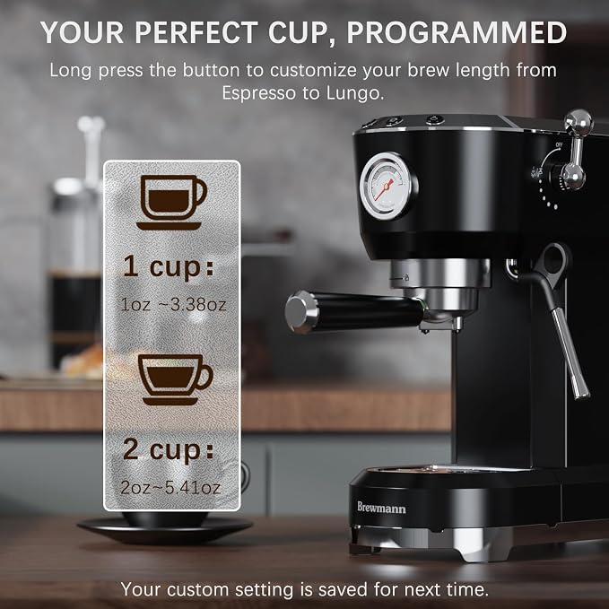 Espresso Machine with Powerful Steam Milk Frother, 20 Bar Coffee Machine for Latte, Cappuccino, Compact Espresso Maker for Home, Fast Heating, 42oz Removable Water Tank, Black - Image 5
