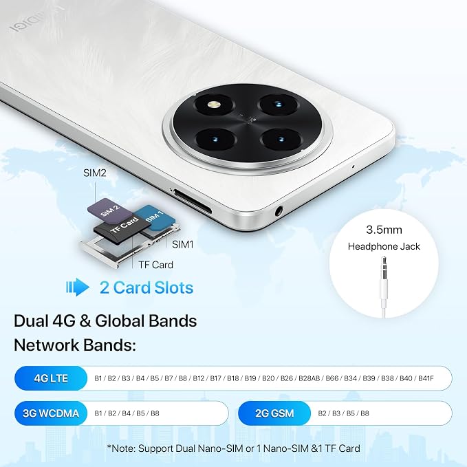 UMIDIGI G100 Unlocked Cell Phone Android 14, 6.9" HD+ 120Hz,Octa-core 12GB +128GB Expand 1TB,GPS Unlocked Smartphone,6000mAh,50MP Triple Camera,Dual 4G LTE Phone, NFC,AI Face Unlock,OTG,White - Image 4