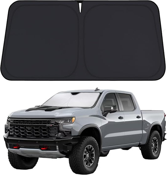 EcoNour Windshield Sunshade Compatible for Chevrolet Silverado 1500 2019-2024 2025 2026, Sun Visor for Front Windshield & Window Sun Shade Cover, UV Heat Blocker & Protector, Car Accessories by EcoNour