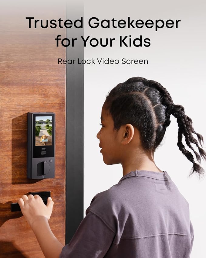 eufy Security Smart Lock FamiLock S3 Max with Palm Vein Recognition, Keyless Entry Front Door Lock, Wi-Fi Keypad Deadbolt+ 2K HDR Doorbell Camera, 16GB Built‑in Storage, BHMA 1, Rear Lock Video Screen - Image 8