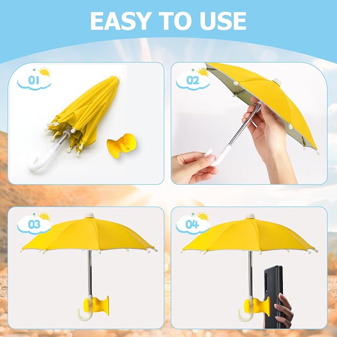 Phone Umbrella Stand, Sun Shade Mini Umbrella for Cell Phone with Adjustable Fist Style Suction Cup, Universal Anti-Glare Sun Visor for Outdoor - Image 3