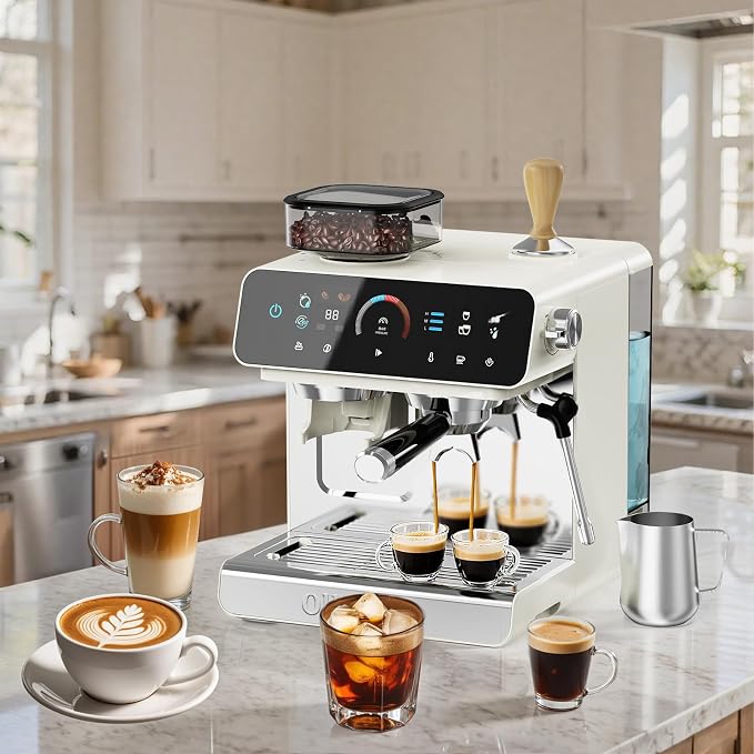 Ollygrin Semi-Automatic Espresso Machine with Grinder, 2-in-1 Coffee Machine with Milk Frother, 20 Bar Pressure Coffee Maker, Removable Water Tank & Bean Hopper, Expresso Machine for Home Barista - Image 6