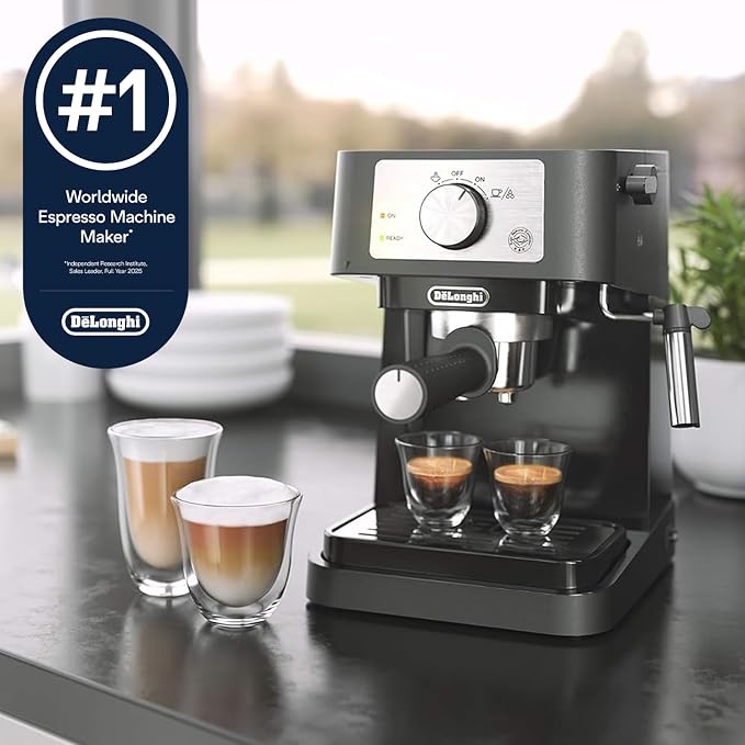 De'Longhi Stilosa Compact Manual Espresso Machine, Manual Milk Frother | #1 Worldwide Espresso Machine Maker, 15 Bar Pump Pressure, Stainless Steel Boiler, Frother, Compact Design - Image 6