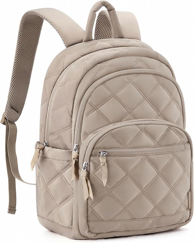 BAGSMART College Laptop Backpack,Cute Travel Backpack for Women,Quilted Computer Bookbag by BAGSMART