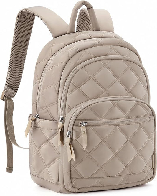 BAGSMART College Laptop Backpack,Cute Travel Backpack for Women,Quilted Computer Bookbag by BAGSMART