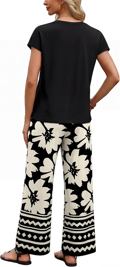 WIHOLL Two Piece Set for Women Summer Spring Outfits Matching Sets Women Clothing Airport Travel Vacation Wide Leg Pants - Image 5