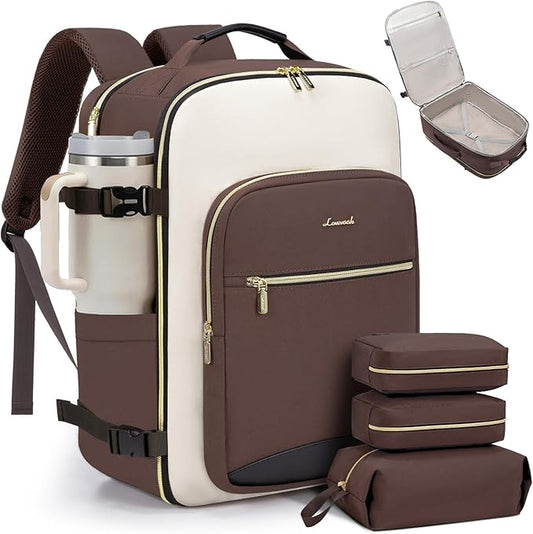 LOVEVOOK 50L Travel Backpack for Women & Men, Airline Approved Carry On Luggage with 3 Packing Cubes, TSA Overnight Bags, Waterproof Personal Item Bag, Weekender Essentials Backpacks fits 17" Laptop by LOVEVOOK