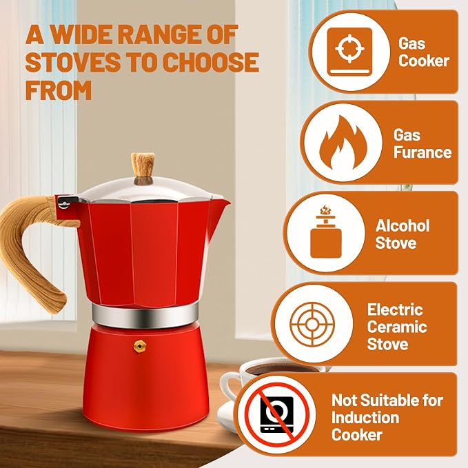 12 Cup Aluminum Espresso Stovetop Moka Pot Express Coffee Maker Percolator Italian Classic Mocha Coffee Machine for Italian and Cuban Cafe Brewing for Home & Camping 600ml 20oz - Image 4