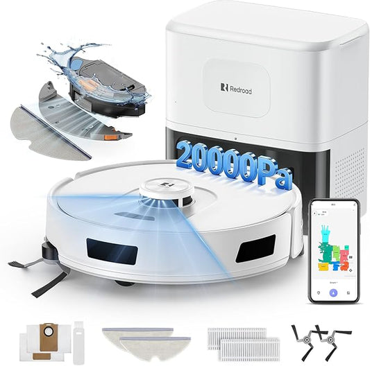 Robot Vacuum and Mop 20,000Pa Robot Vacuum Cleaner,120Day Self Emptying Vacuum Robot,Lidar Navigation,5G/2.4GWiFi APP Aspirateur Robot,Self-Charging Robot Vacuums for Pet,Floor,Carpet R11White by Unknown