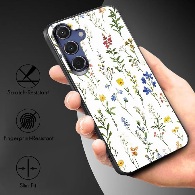 Designed for Galaxy S25 FE Phone Case,Slim Silicone Shockproof Protective Case for Galaxy S25 FE 6.7 inch,Flower Weeds Leaves - Image 3