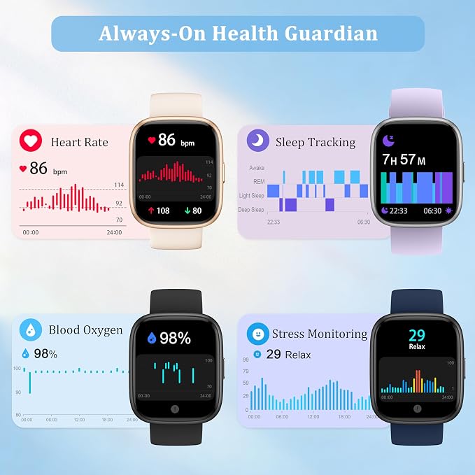 Smart Watch for Women Men, 2026 Upgrade Smartwatch [2 Bands, 44mm case], 1.83" Fitness Tracker Watch Alexa Built-in, Make/Answer Call, HR Sleep Stress Monitor, IP68 Waterproof Step Counter Watch - Image 2