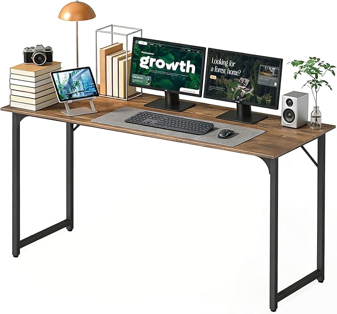 BestOffice Computer Desk,Home Office Desk, Modern Simple Style for Home Office Study Writing (Brown, 55 Inch) by BestOffice