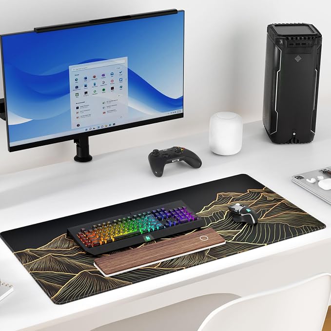 KTRIO Large Gaming Mouse Pad, Desk Mat, 31.5 x 15.7 in, Bright Rise, XXL | Smooth Micro-Weave Surface, Artistic Pattern Design, Non-Slip Rubber Base, Durable Stitched Edges, Office & Home Use - Image 6